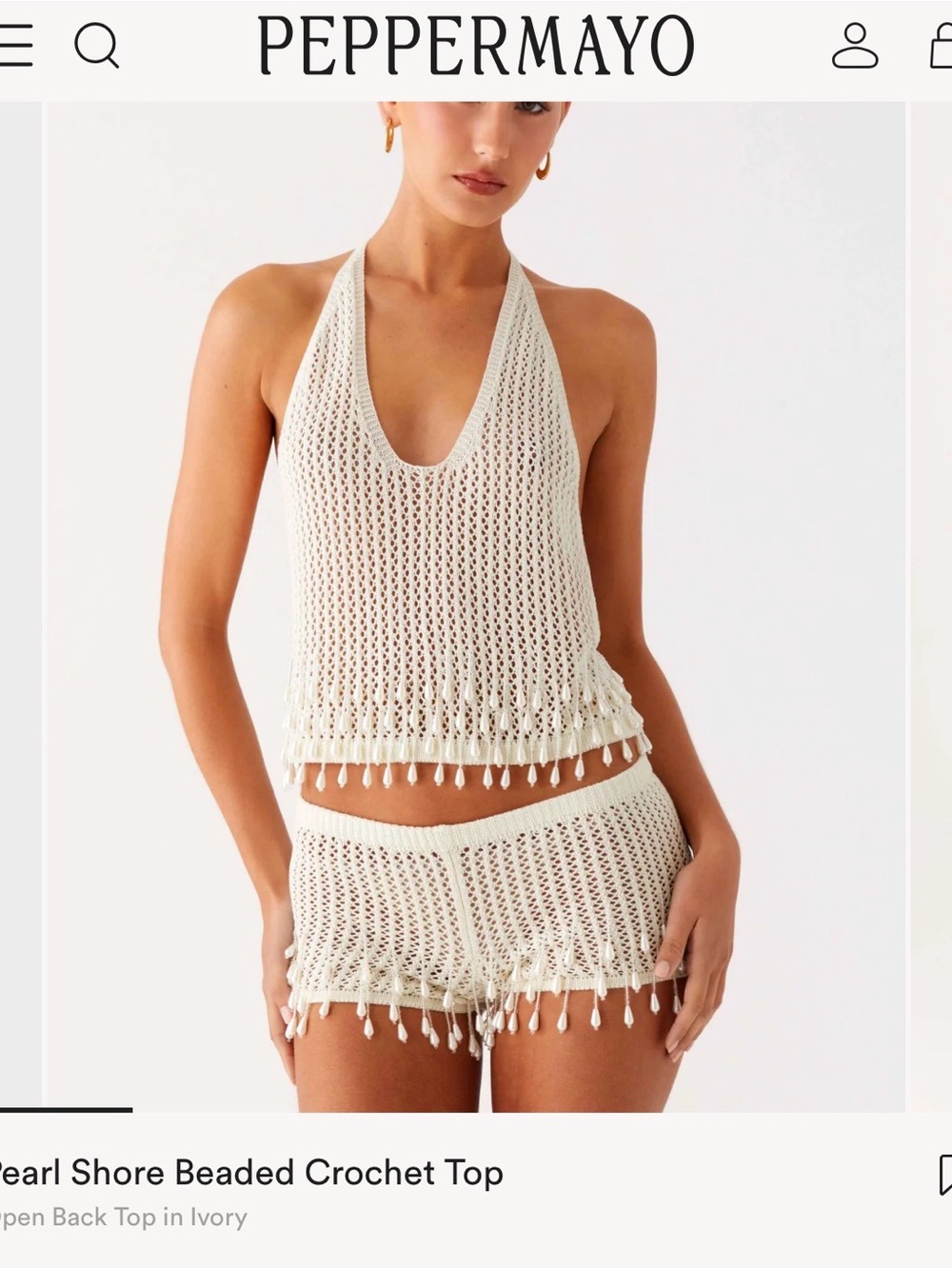 Peppermayo Ivory Beaded Crochet Set NWOT